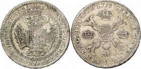 BRABANT, Duché, François Ier (1745-1765), AR couronne, 1758, Bruxelles. D/ Aigle impériale couronnée, entourée du collier de la Toison d'or. R/ Croix ...