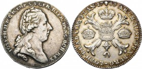 BRABANT, Duché, Joseph II (1780-1790), AR couronne, 1783, Bruxelles. D/ T. laurée à d. R/ Croix de Bourgogne entre trois couronnes, ornée du bijou de ...