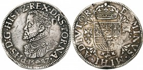 TOURNAI, Seigneurie, Philippe II (1555-1598), AR écu Philippe, 1587. D/ B. cuirassé à g. R/ Ecu couronné avec écusson de Portugal en surtout sur une c...
