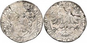 LIEGE, Principauté, Gérard de Groesbeeck (1564-1580), AR rixdaler, 1573, Hasselt. Au titre de Maximilien II de Habsbourg. D/ L'écu de l'évêque surmont...