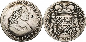 LIEGE, Principauté, Maximilien Henri de Bavière (1650-1688), AR ducaton, 1671, Liège. Différent: calice. D/ B. à d., coiffé d'une calotte. R/ Ecu cour...