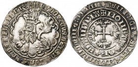 VLAANDEREN, Graafschap, Lodewijk van Male (1346-1384), AR dubbele groot (plak), 1377-1380 (?), Gent. Met klaverblad, ronde gepunte E en interpunctie d...