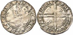 VLAANDEREN, Graafschap, Philips de Goede (1419-1467), AR dubbele groot kromstaart, 1419-1428, Gent. Λ zonder dwarsstreep. Vz/ Leeuw n. l. met het wape...