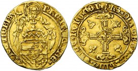 VLAANDEREN, Graafschap, Philips de Schone (1482-1506), AV Philippusgoudgulden, z.j. (1499-1503), Brugge. 3e type. Interpunctie:  op vz. en kruisje op...
