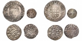 lot de 4 p.: Brabant, Charles Quint (1506-1555), réal d'argent, Anvers; Hainaut, Jeanne de Constantinople (1206-1244), maille anonyme, Valenciennes; B...