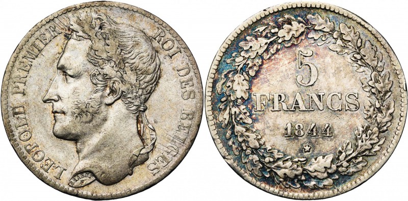 BELGIQUE, Royaume, Léopold Ier (1831-1865), AR 5 francs, 1844. Pos. A. Bogaert 2...