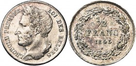 BELGIQUE, Royaume, Léopold Ier (1831-1865), AR 1/2 franc, 1843. Dupriez 202. Rare Petites taches.
presque Superbe