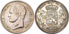 BELGIQUE, Royaume, Léopold Ier (1831-1865), AR 2 1/2 francs, 1849. Petite tête. Dupriez 415.
Beau à Très Beau