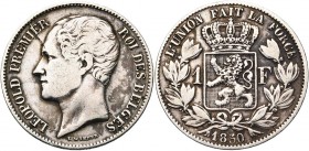 BELGIQUE, Royaume, Léopold Ier (1831-1865), AR 1 franc, 1850. L.WIENER avec point. Bogaert 465A. Très rare.
Beau/Beau à Très Beau