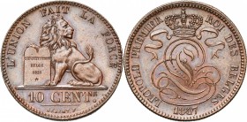 BELGIQUE, Royaume, Léopold Ier (1831-1865), Cu 10 centimes, 1847 sur 1837. BRAEMT F. avec point. Bogaert 346C. Petits coups.
Superbe à Fleur de Coin...