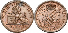 BELGIQUE, Royaume, Léopold Ier (1831-1865), Cu 2 centimes, 1833. BRAEMT F. avec point. Dupriez 59. Tache au droit.
Superbe à Fleur de Coin