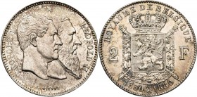 BELGIQUE, Royaume, Léopold II (1865-1909), AR 2 francs, 1880. Cinquantenaire de l'indépendance. Dupriez 1219. Petites taches.
Superbe