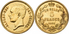 BELGIQUE, Royaume, Albert Ier (1909-1934), 5 francs - 1 belga, 1930FR. Essai en similor. Coins de Devreese et Everaerts. Tranche inscrite. Pos. B. Dup...