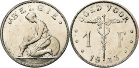 BELGIQUE, Royaume, Albert Ier (1909-1934), nickel 1 frank, 1933NL. Dupriez 2504. Très rare Petits coups.
Superbe