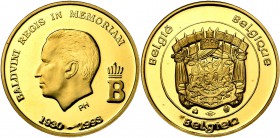 BELGIQUE, Royaume, Albert II (1993-2013), AV médaille en or, 1993. A la mémoire du roi Baudouin. 15,61g.
Flan poli