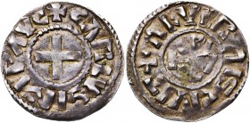 CAROLINGIENS, Charles le Chauve (840-877) ou Charles le Gros (879-887), AR denier, à partir de 876, Nevers. Au titre d'empereur. D/ + CΛRLVS IMP ΛVC C...