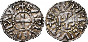 CAROLINGIENS, Charles le Chauve (840-877) ou Charles le Gros (879-887), AR denier, à partir de 876, Bourges. Au titre d'empereur. D/ + CΛRLVS IMP ΛVC ...