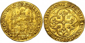 FRANCE, Royaume, Philippe VI de Valois (1328-1350), AV écu d'or à la chaise, 1e émission (janvier 1337). D/ Le roi assis dans une stalle gothique, ten...