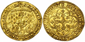 FRANCE, Royaume, Philippe VI de Valois (1328-1350), AV pavillon d'or, juin 1339. D/ Le roi assis sur un trône, ten. un sceptre, sous un pavillon fleur...