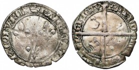 FRANCE, Royaume, Charles VII (1422-1461), AR double gros (plaque), 2e émission (août 1429), Tournai. Frappé sur le pied du cromsteert de Philippe le B...
