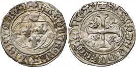FRANCE, Royaume, Charles VII (1422-1461), AR blanc à la couronne, 1e émission (janvier 1436), point 8e, Poitiers. D/ Ecu de France entre trois couronn...