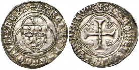 FRANCE, Royaume, Charles VII (1422-1461), AR blanc à la couronne, 4e émission (juin 1456), point 6e, Tours. Ponctuation par étoiles. D/ Ecu de France ...