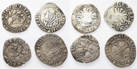 FRANCE, DAUPHINE, Charles VII, roi dauphin (1422-1440), lot de 4 p.: quart de gros, Crémieu (?) et Romans; liard, Crémieu et Romans. D. 2503, 2505.
B...