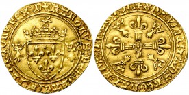 FRANCE, Royaume, Charles VIII (1483-1498), AV écu d'or au soleil de Bretagne, à partir d'avril 1491, Nantes (N final). D/ Ecu de France couronné sous ...