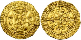 FRANCE, Royaume, Louis XII (1498-1515), AV écu d'or au porc-épic de Bretagne, Nantes (N final et pointe de flèche). 2e type. D/ Ecu de France couronné...