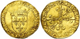 ITALIE, SAVOIE, sous occupation française, François Ier (1515-1547), AV écu d'or au soleil, s.d. (1538), Turin (T final au revers). 2e type. 3e émissi...