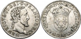 FRANCE, Royaume, Henri II (1547-1559), AR teston du moulin, 1553A, Paris. 3e type. D/ T. l. à d. R/ Ecu de France couronné. Dupl. 989; Ci. 1279; Laf. ...