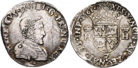 FRANCE, Royaume, Charles IX (1560-1574), AR teston du Dauphiné, 1561Z, Grenoble. A l'effigie et au titre d'Henri II. D/ B. cuir. à d. R/ Ecu couronné,...