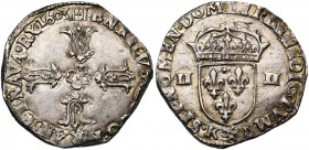 FRANCE, Royaume, Henri IV (1589-1610), AR quart d'écu, 1603K, Bordeaux. 2e type. D/ Croix feuillue. R/ Ecu de France couronné, entre II-II. Dupl. 1224...