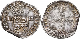 FRANCE, Royaume, Henri IV (1589-1610), AR quart d'écu du Dauphiné, 1603Z, Grenoble. D/ Ecu couronné, écartelé de France et Dauphiné, entre II-II. R/ C...