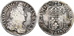 FRANCE, Royaume, Louis XIV (1643-1715), AR écu à la perruque (écu blanc), 1687A, Paris. D/ B. l. et dr. à d. R/ Ecu de France couronné. Dupl. 1506; Ga...