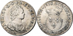FRANCE, Royaume, Louis XV (1715-1774), AR quart d'écu Vertugadin, 1716B, Rouen. Réformation. D/ B. enfantin à d., dr. et cuir. R/ Ecu de France rond, ...