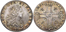 FRANCE, Royaume, Louis XV (1715-1774), AR petit louis d'argent (tiers d'écu), 1720X, Amiens. D/ B., dr. et cuir. à d. R/ Croix formée de huit L couron...