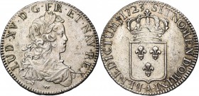 FRANCE, Royaume, Louis XV (1715-1774), AR écu de France, 1723A, Paris. Flan neuf. D/ B. enfantin à d., l., dr. et cuir. R/ Ecu de France couronné. Dup...