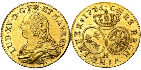 FRANCE, Royaume, Louis XV (1715-1774), AV louis d'or aux lunettes, 1726H, La Rochelle. D/ B. drapé à g., tête nue. R/ Ecus ovales de France et de Nava...