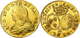 FRANCE, Royaume, Louis XV (1715-1774), AV louis d'or aux lunettes, 1732H, La Rochelle. D/ B. drapé à g., tête nue. R/ Ecus ovales de France et de Nava...