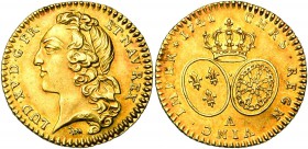 FRANCE, Royaume, Louis XV (1715-1774), AV demi-louis d'or au bandeau, 1741A, Paris. Première année du type. D/ T. à g., ceinte d'un bandeau. R/ Ecus o...