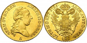 SAINT EMPIRE, Joseph II (1765-1790), AV double ducat, 1786A, Vienne. D/ T. l. à d. R/ Aigle impériale couronnée. Her. 5; Jaeckel 23; Fr. 437. 6,96g Fi...