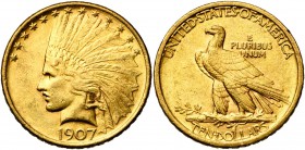 ETATS-UNIS, AV 10 dollars, 1907. Tête d'Indien. Sans devise. Fr. 164.
Très Beau