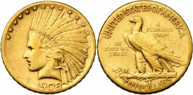 ETATS-UNIS, AV 10 dollars, 1908S. Tête d'Indien. Avec devise. Fr. 167.
Beau