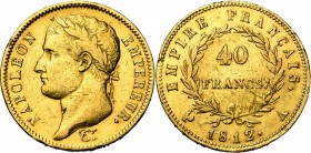 FRANCE, Napoléon Ier (1804-1814), AV 40 francs, 1812A, Paris. Gad. 1084; Fr. 505. Nettoyé.
Beau à Très Beau