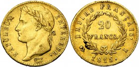 FRANCE, Napoléon Ier, période des Cent-Jours (1815), AV 20 francs, 1815L, Bayonne. Gad. 1025a. Rare.
Très Beau