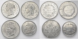 FRANCE, Deuxième République (1848-1852), lot de 4 essais en étain du concours monétaire du 3 mai 1848 : 5 francs, concours de Tournier, Vauthier-Galle...