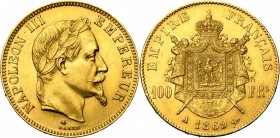 FRANCE, Napoléon III (1852-1870), AV 100 francs, 1869A, Paris. Gad. 1136; Fr. 580.
presque Superbe