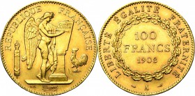 FRANCE, Troisième République (1871-1940), AV 100 francs, 1908A, Paris. Gad. 1137a; Fr. 590. Petites griffes.
Très Beau à Superbe