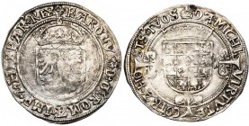 NEDERLAND, GELDERLAND, Hertogdom, Karel V (1506-1555), AR zilveren reaal, z.j. (1544-1546), Nijmegen. 2e type. Vz/ Gekroond wapenschild van het keizer...